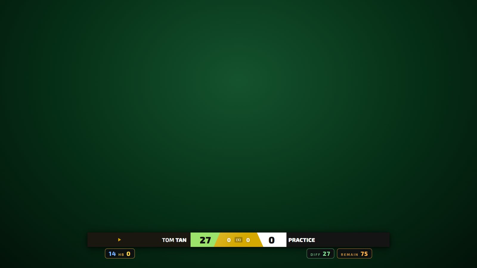 Broadcast overlay — live score bar over the table feed